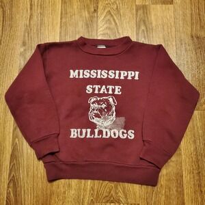 Vintage 80s Mississippi State Bulldogs Sweatshirt Kids Youth 6 Maroon Russell